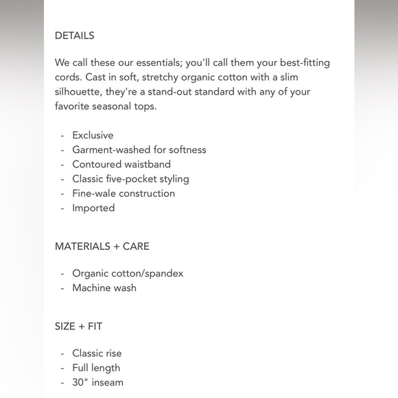 Garnet Hill Merlot Color Slim Fit Corduroy Pants Size 4 - Picture 15 of 16